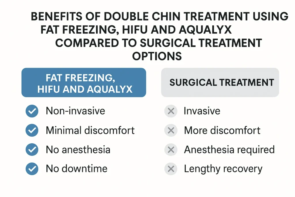 Graphic about the benefits of double chin treatment Collier's Wood - from LA LIPO