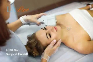 Woman having Hi-Fu to reduce wrinkles Collier's Wood.