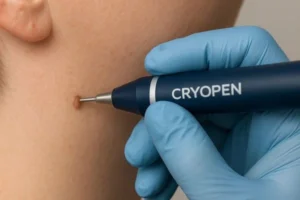Person receiving skin tag removal Collier's Wood